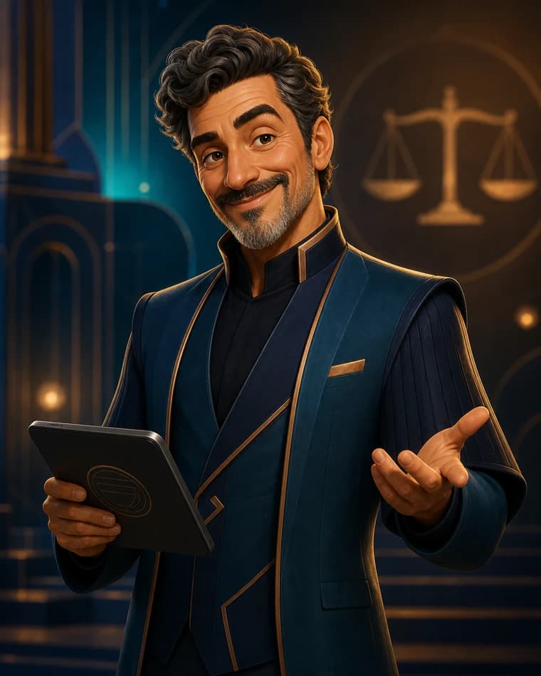 Personagem ficticio mediando a rodada